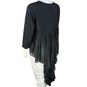 CQ by CQ Top Shirt Womens Large Flowy Asymmetrical Hem Artsy Lagenlook Gauze
